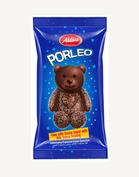 Aldiva Porleo Chocolate Coated Bear Cake with Cocoa Sauce 50G (24 pcs)