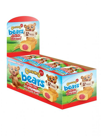 Jouy Cravingz Bears Golden Cake Strawberry 45G (12 pcs)